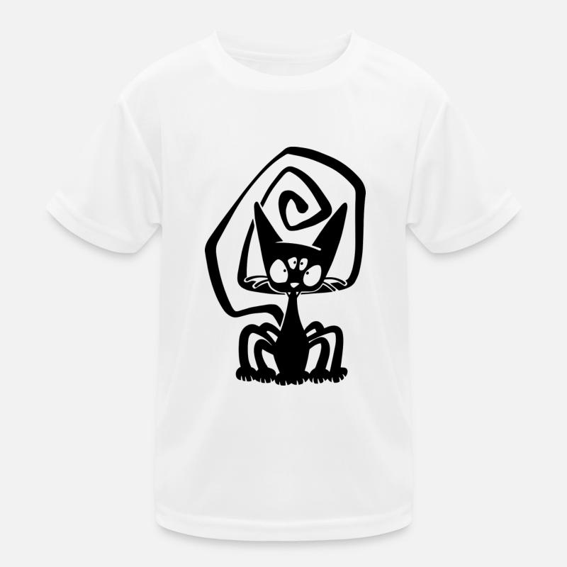 Spinne Schwarze Katze Kinder Funktions-T-Shirt