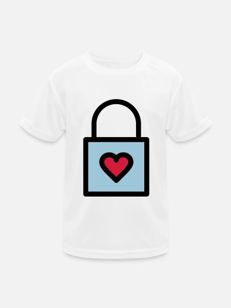 Padlock, love lock - Kids Functional T-Shirt - white - Front