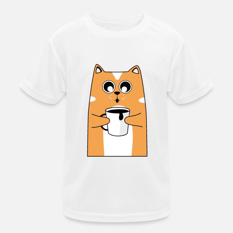 Cat & Coffee Kinder Funktions-T-Shirt