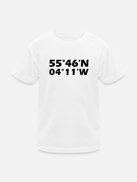East Kilbride Koordinaten - Kinder Funktions-T-Shirt - Weiß - Vorne