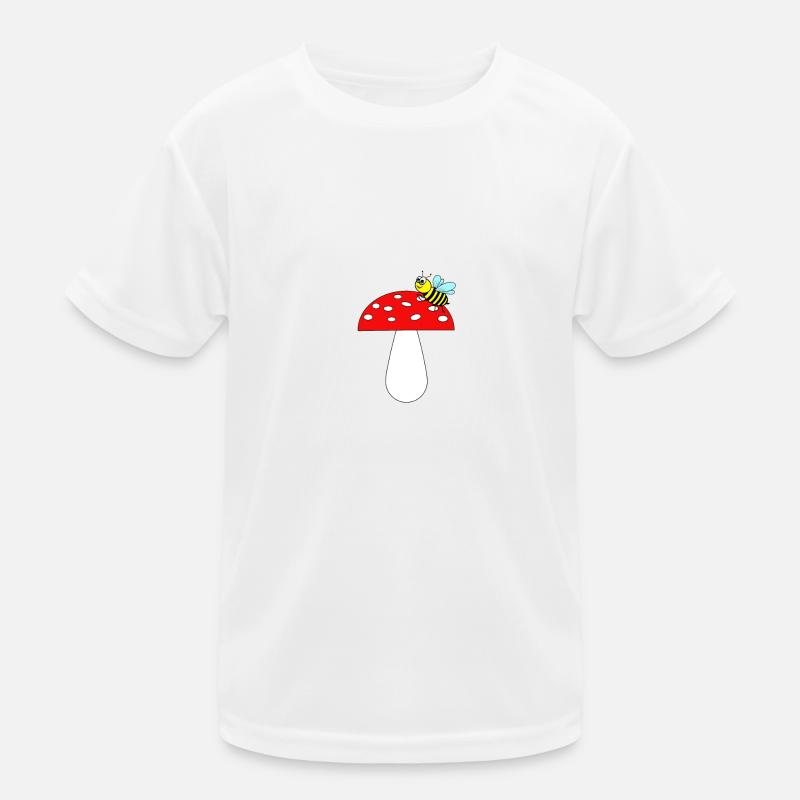 Biene auf Fliegenpilz Kinder Funktions-T-Shirt