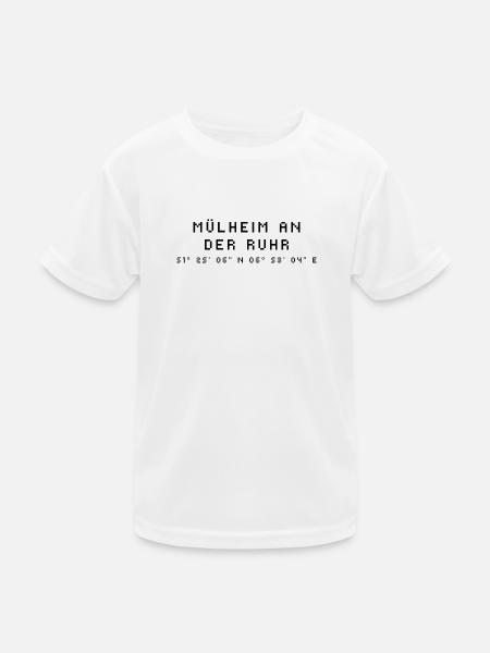 Mülheim an der Ruhr coordinates - Kids Functional T-Shirt - white - Front