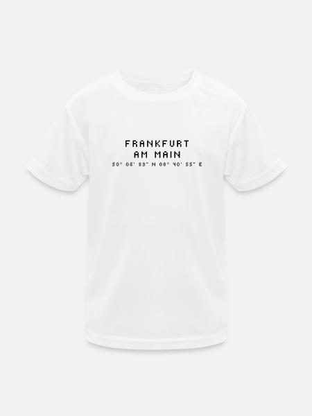 Frankfurt am Main Koordinaten - Kinder Funktions-T-Shirt - Weiß - Vorne