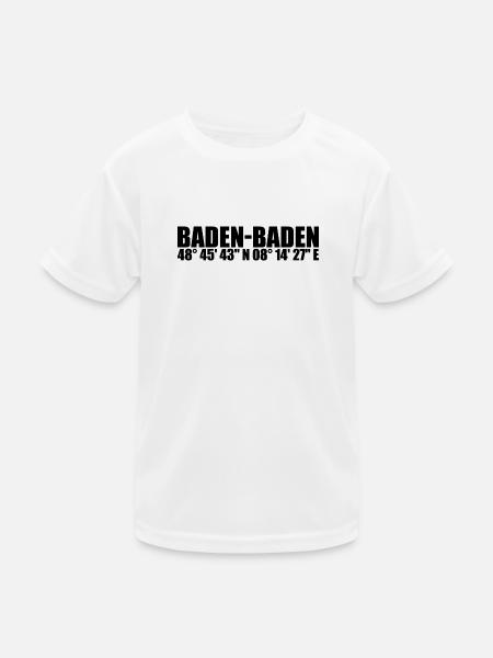 Baden-Baden Koordinaten - Kinder Funktions-T-Shirt - Weiß - Vorne