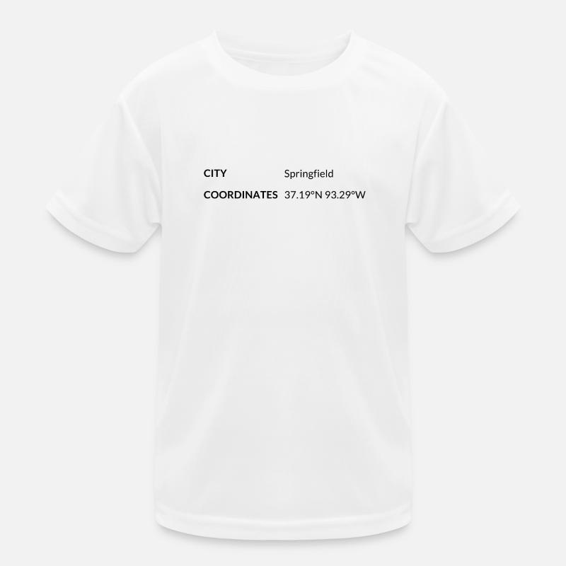 Springfield, Missouri, USA coordinates Kids Functional T-Shirt