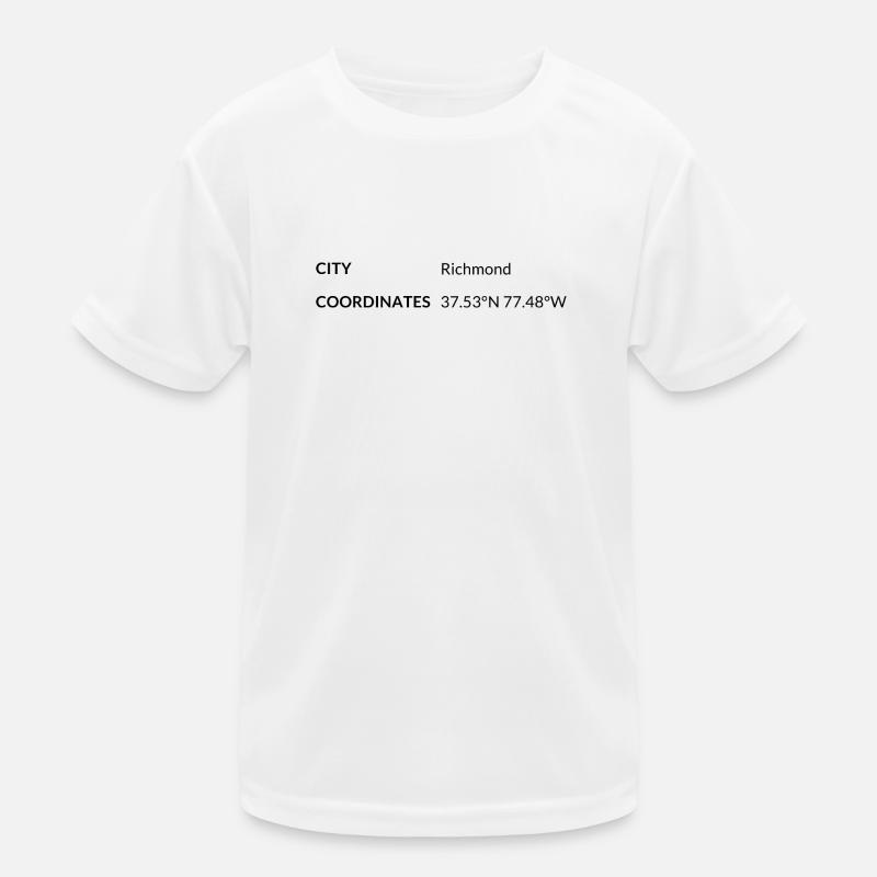 Richmond, Virginia, USA coordinates Kids Functional T-Shirt