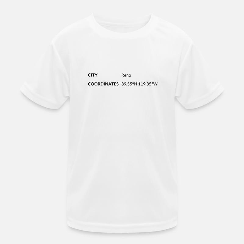 Reno, Nevada, USA coordinates Kids Functional T-Shirt
