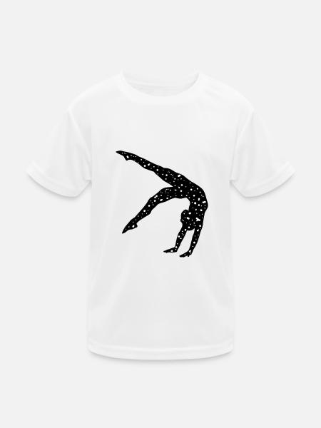 Turnen, Turnerin Galaxie - Kinder Funktions-T-Shirt - Weiß - Vorne