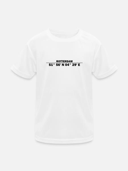 Rotterdam Koordinaten - Kinder Funktions-T-Shirt - Weiß - Vorne