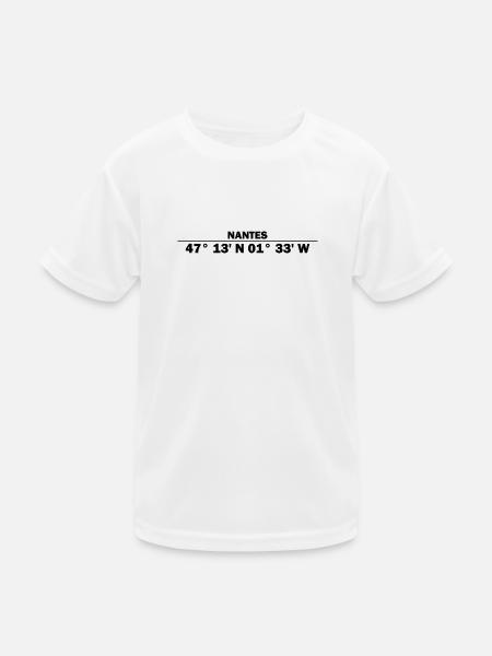 Nantes Koordinaten - Kinder Funktions-T-Shirt - Weiß - Vorne