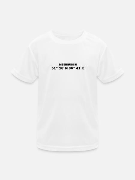 Meerbusch Koordinaten - Kinder Funktions-T-Shirt - Weiß - Vorne