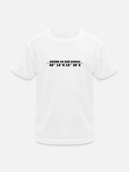 Krems an der Donau Koordinaten - Kinder Funktions-T-Shirt - Weiß - Vorne