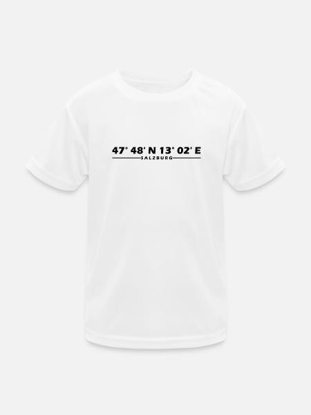 Salzburg Koordinaten - Kinder Funktions-T-Shirt - Weiß - Vorne