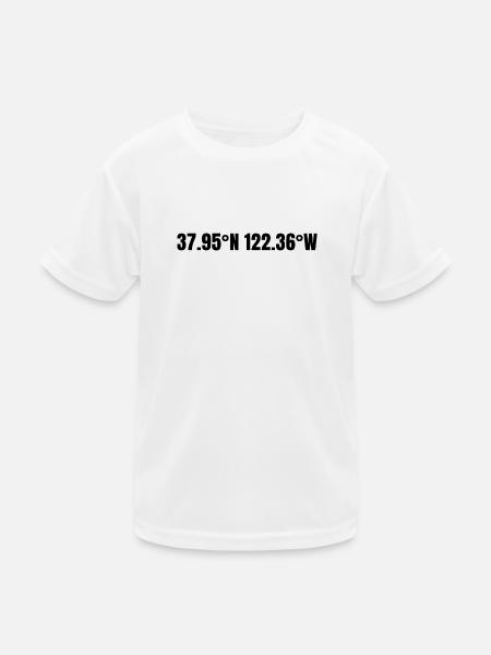 Richmond California USA Koordinaten - Kinder Funktions-T-Shirt - Weiß - Vorne