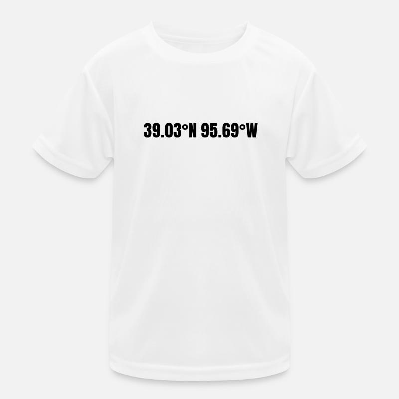 Topeka, Kansas, USA Coordinates Kids Functional T-Shirt