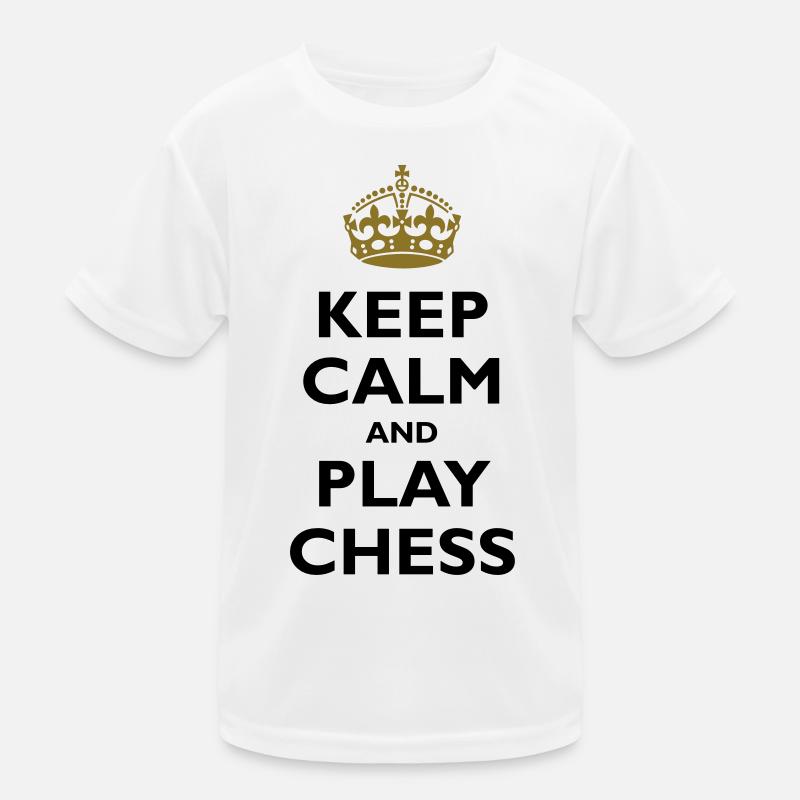 Keep calm and play chess - Kinder Funktions-T-Shirt - Weiß