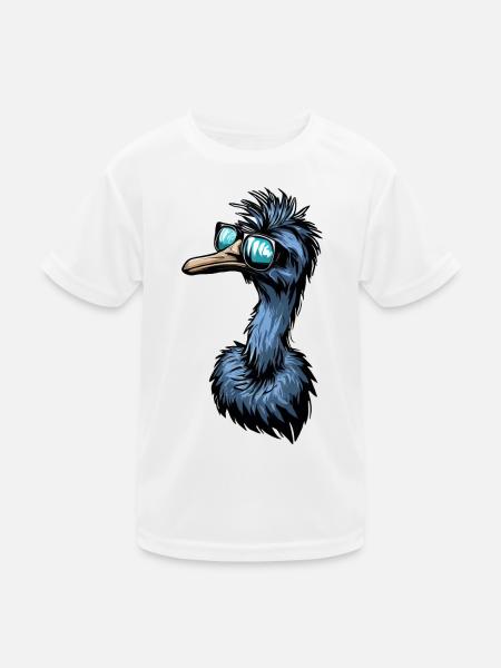 Emu & Strauß mit Cooler Sonnenbrille - Kinder Funktions-T-Shirt - Weiß