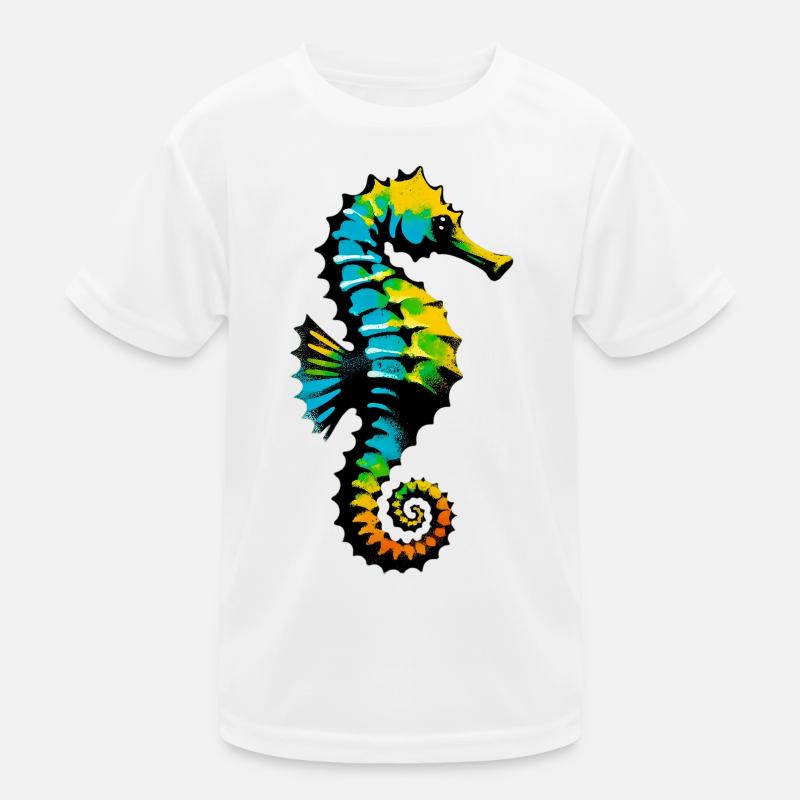 Seepferdchen - Kinder Funktions-T-Shirt - Weiß