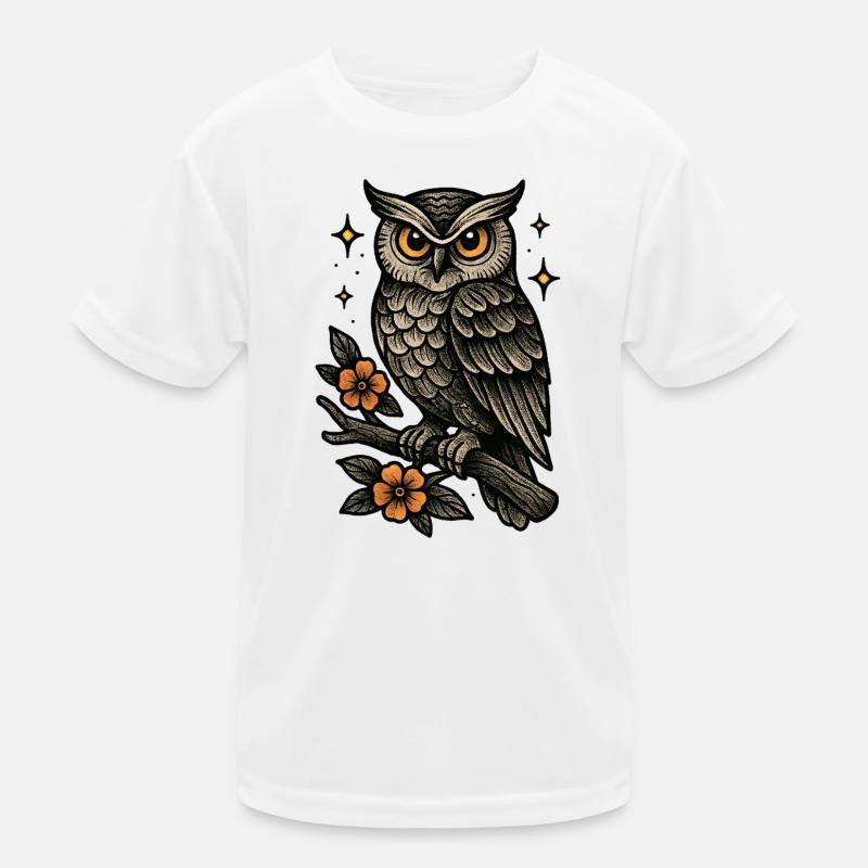 Night Owl Flight with Blossoms Kids Functional T-Shirt