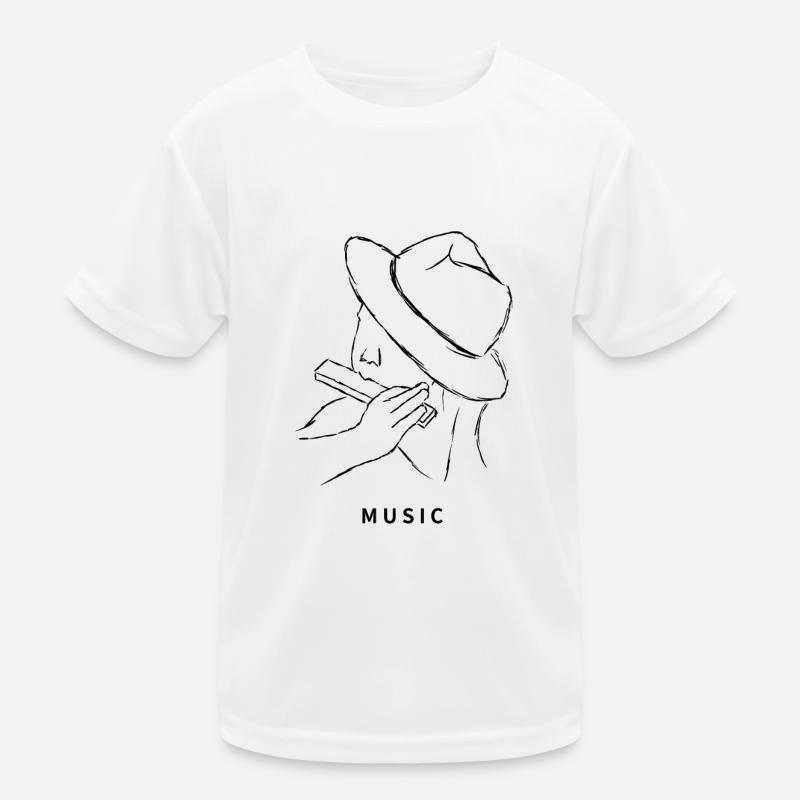 Music drawing harmonica hat minimalist Kids Functional T-Shirt