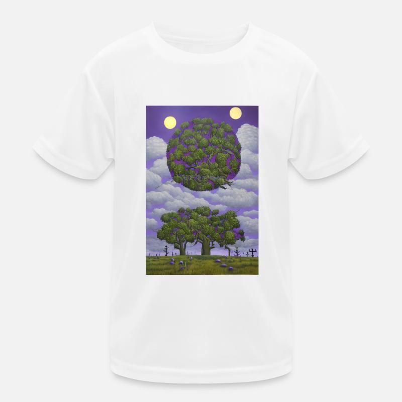 Tree and moon - Kids Functional T-Shirt - white