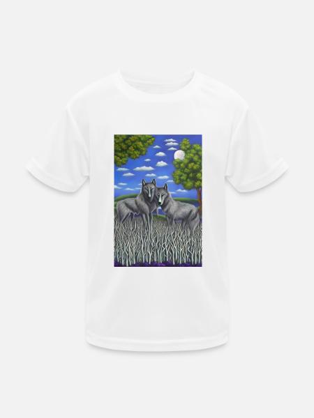 Wölfe im Holz - Kinder Funktions-T-Shirt - Weiß