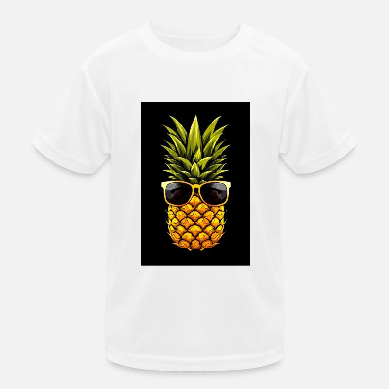 Pineapple with sunglasses - Kids Functional T-Shirt - white