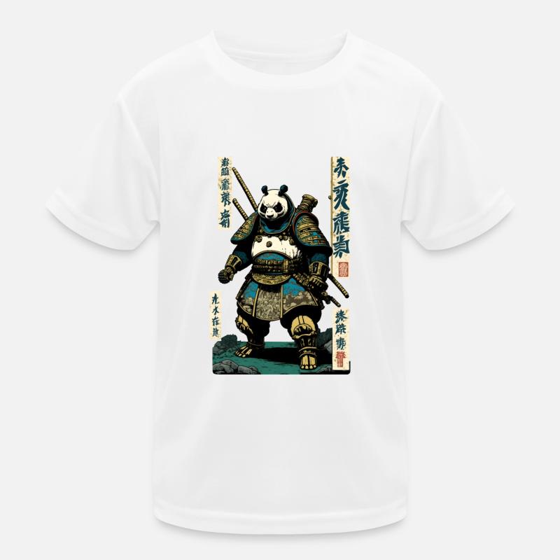 Panda in samurai armor in ukiyo-e style Kids Functional T-Shirt
