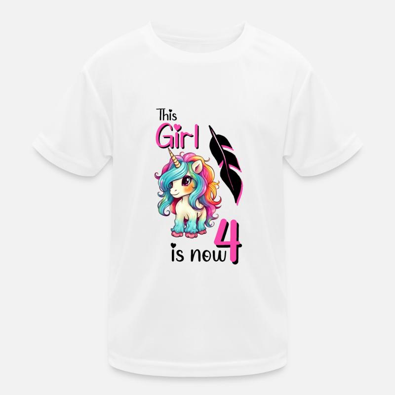 Unicorn Birthday 4 years Kids Functional T-Shirt