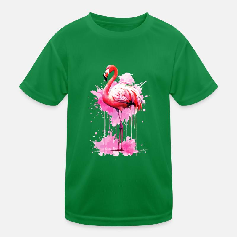 Flamingo Bird Exotic Summer Splash Pink Pink Kids Functional T-Shirt