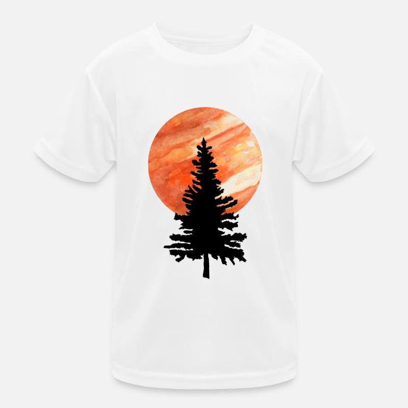 Pine tree and moon Kids Functional T-Shirt