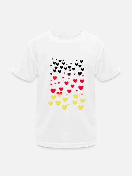 herzen,deutschland,fussball,flagge - Kinder Funktions-T-Shirt - Weiß
