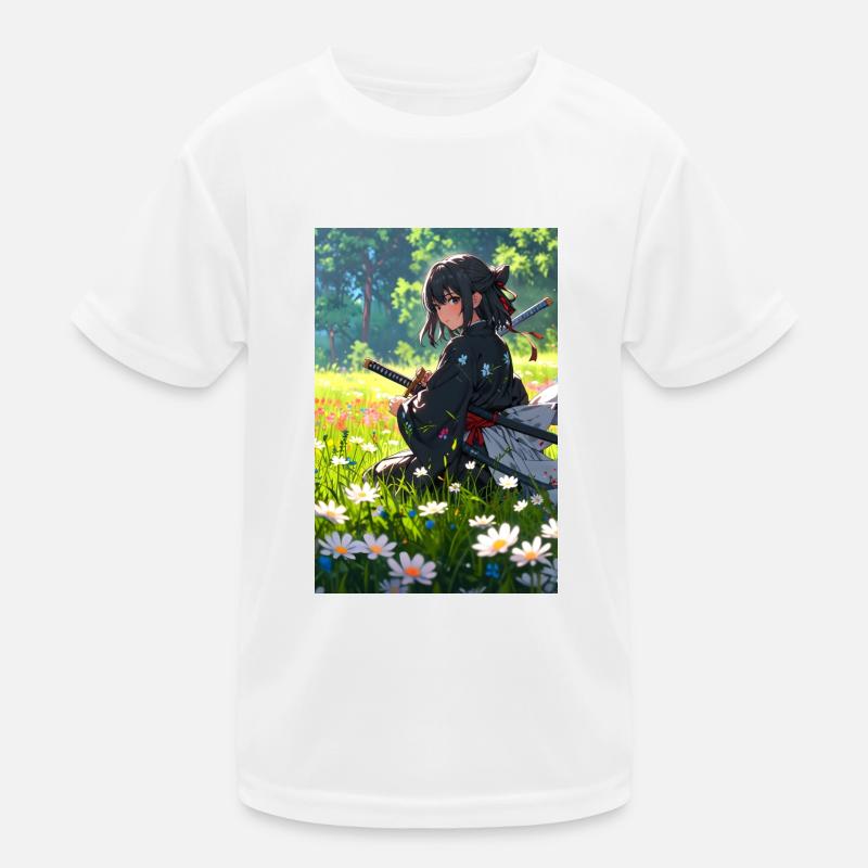 Samurai Anime Girl – Tradition meets elegance Kids Functional T-Shirt