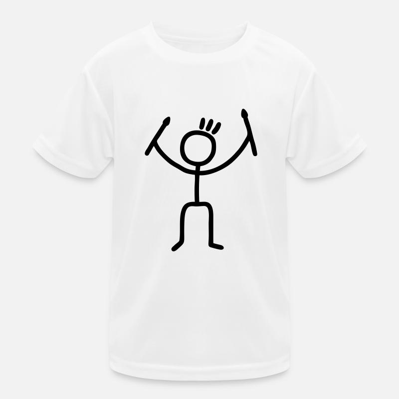 Strichmännchen mit Drumsticks Kinder Funktions-T-Shirt