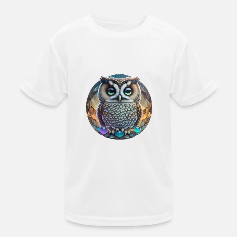 Eule - Kinder Funktions-T-Shirt - Weiß