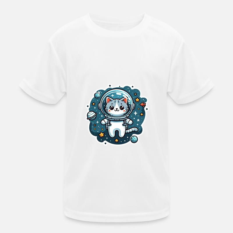 Kleine süße Katze als Astronaut Raumfahrer Kinder Funktions-T-Shirt