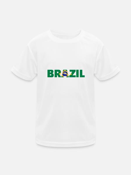 Brasilien - Kinder Funktions-T-Shirt - Weiß - Vorne