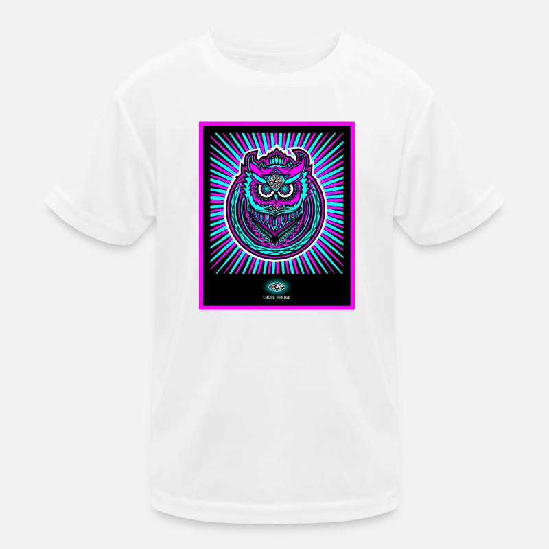 Neon Eule in strahlendem Neonpink Kinder Funktions-T-Shirt