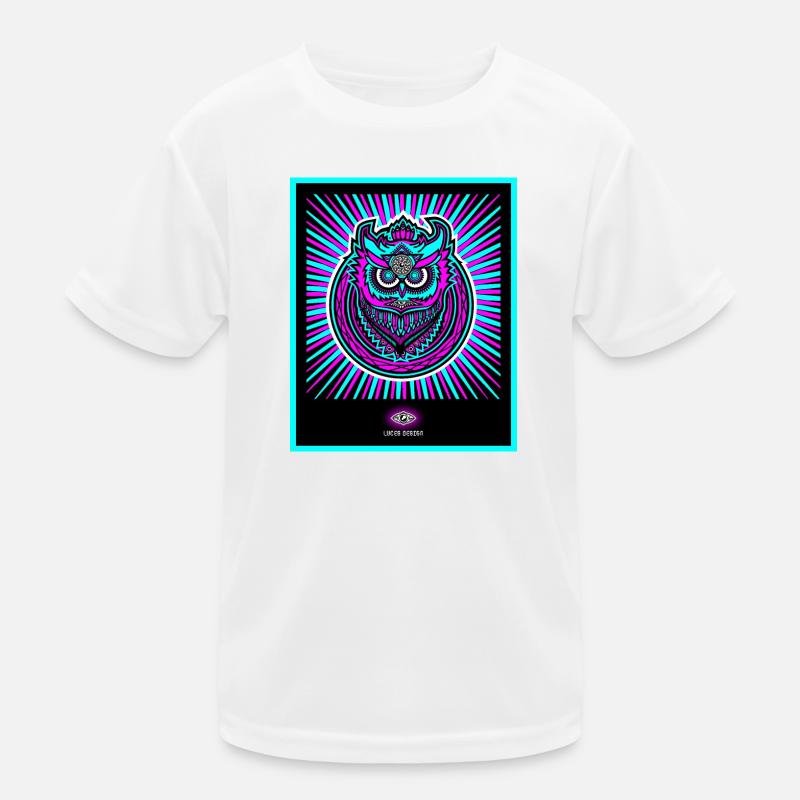 Chouette néon en bleu néon vif T-shirt sport Enfant