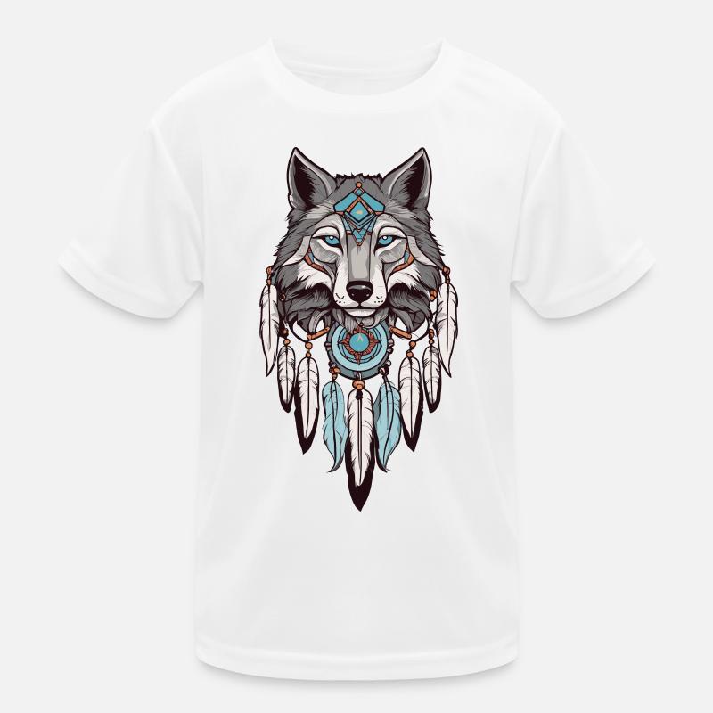 Wolf Traumfänger Kinder Funktions-T-Shirt