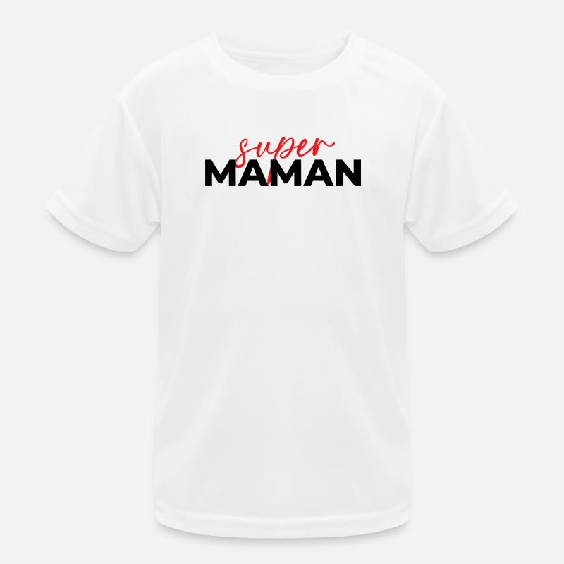 Super Mom Skript Rot auf Schwarz Kinder Funktions-T-Shirt