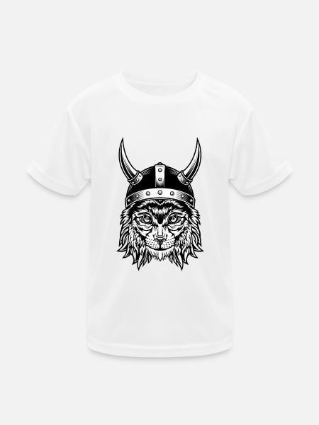 Luchs-Wikinger - Kinder Funktions-T-Shirt - Weiß