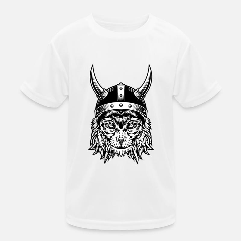 Luchs-Wikinger - Kinder Funktions-T-Shirt - Weiß