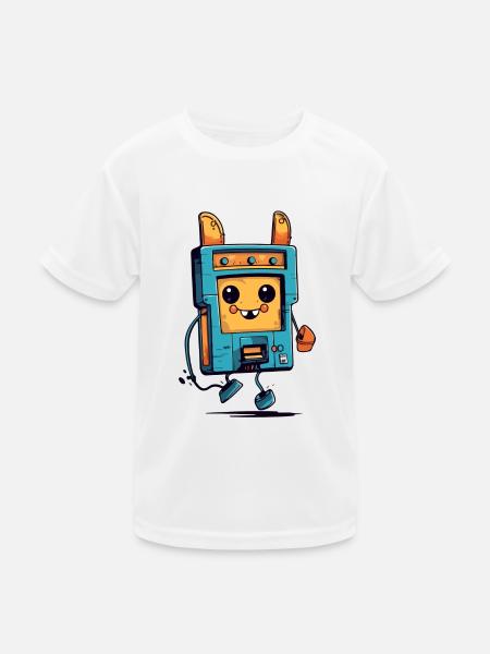 Jim der Walkman - Kinder Funktions-T-Shirt - Weiß - Vorne