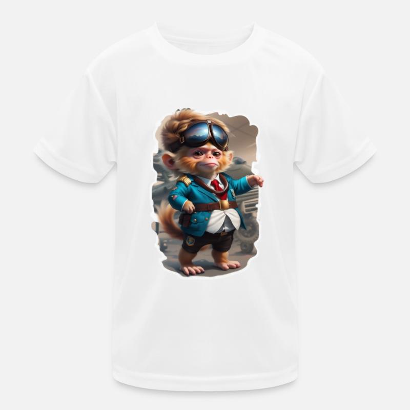 Monkey Pilot - Kids Functional T-Shirt - white