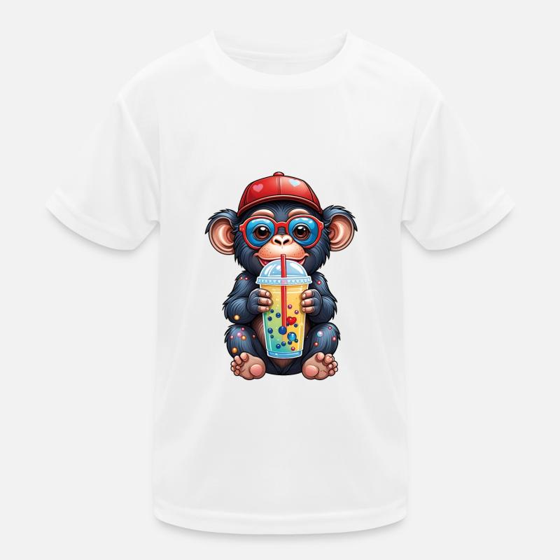 Little monkey chimpanzee with lemonade Kids Functional T-Shirt