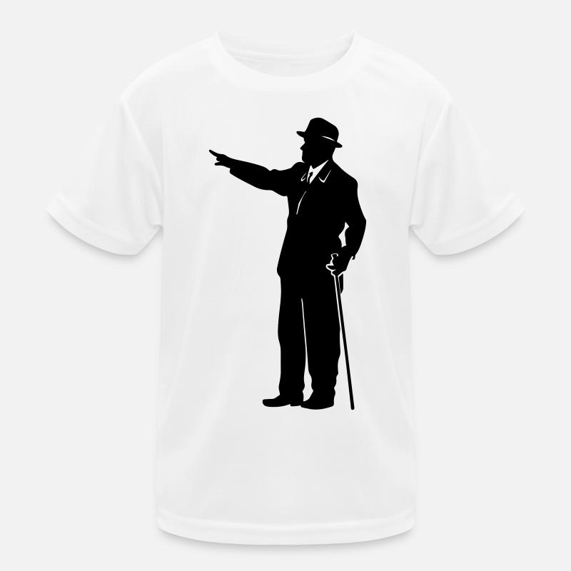 Gentleman Silhouette with Cane Kids Functional T-Shirt