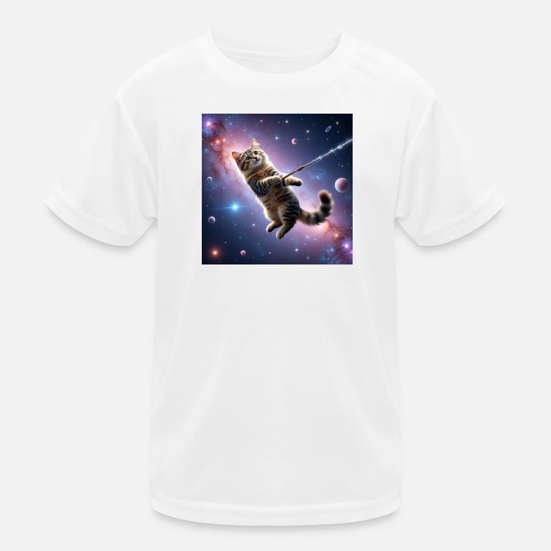 Katze im All Kinder Funktions-T-Shirt
