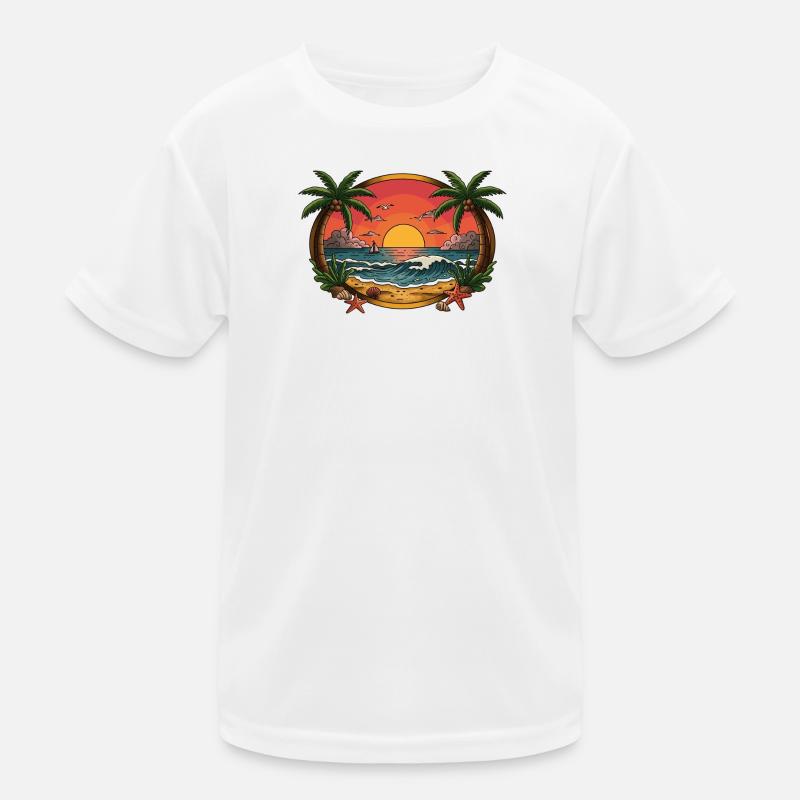 Cercle d’onde du coucher de soleil tropical T-shirt sport Enfant