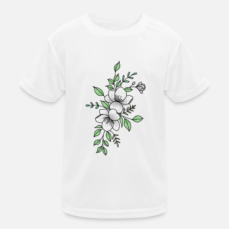 Fleur blanche et grise T-shirt sport Enfant
